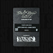 Schwarze Green House Seeds Verpackung für Franco's Lemon Cheese Hybrid, mit Aufdruck Pack of 3 und Strain Hunters